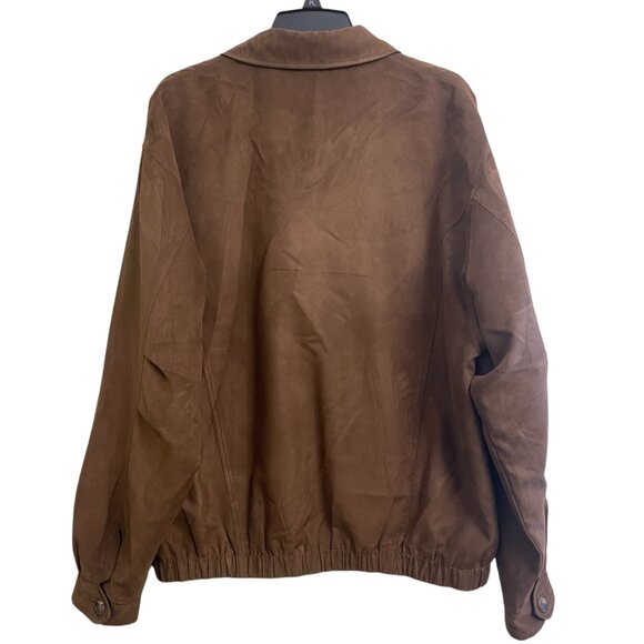 Cutter And Buck Jacket Mens XLarge XL Brown Faux Suede Bomber Golf Jacket - Picture 7 of 12
